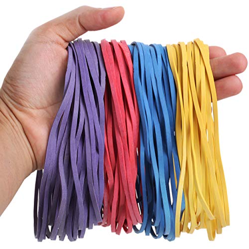 Mr. Pen Large 7 Inch Rubber Bands 120 Pack - Blue Red Yellow Purple, Heavy Duty