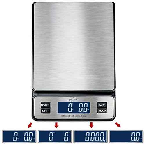 Weighmax W-2809 90 LB X 0.1 OZ Durable Stainless Steel Digital Postal Scale, Shipping Scale With AC adapter, 1 Pack