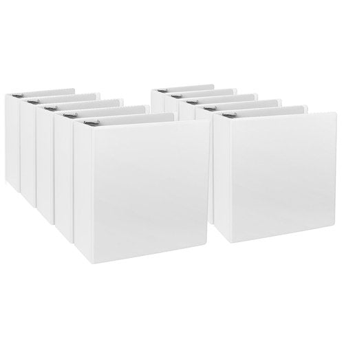 CIXILDTS 3-Inch 3 Ring Binder, Standard 3" Round Ring Binder Fit Letter Size Paper, Presentation View Binders, White, 10-Pack