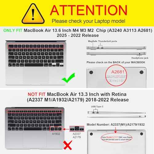 Fintie Case for MacBook Air 13.6 Inch A3240 A3113 A2681 (2022 2023 2024 2025 Release) - Heavy Duty Rugged Hard Shell Case Cover with TPU Bumper for MacBook Air 13 Inch M2 M3 M4 Chip, Lilac