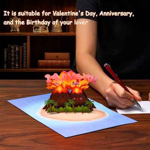 I LAVA YOU Pop Up Anniversary Card for Wife,Husband,Couple, Musical 3D Romantic Valentines Day Card with Lights for Boyfriend or Girlfriend, Funny Happy Anniversary Wedding Valentine Gift Volcano Card