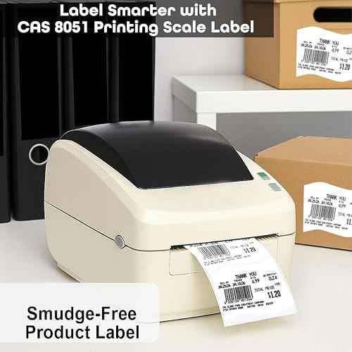 Aquos C.A.S 8051 Printing Scale Label, 58 x 100 mm, Blank Printing Labels with Continuous Strip, 100 Pieces Per Roll (12 Rolls)