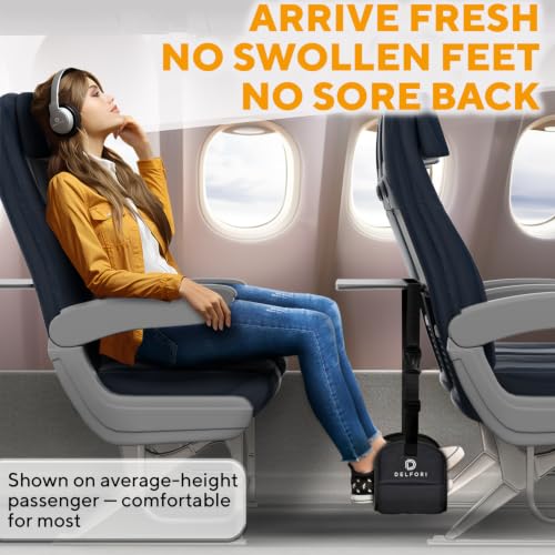 Foot Hammock for Plane Travel - Delfori Adjustable Foot Rest with Hardboard Platform