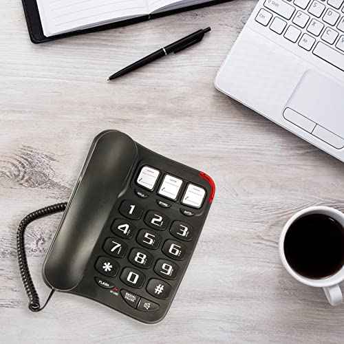 Large Button Phone for Seniors, Loud Ringer, One-Touch Dialing. Amplified Corded Phone with Speakerphone for Elderly Home Landline Phones, No Need to use Batteries.¡¦ (Black)