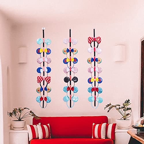 Gocasmus 3 Pcs Mouse Ears Headband Holder Wall Organizer Display Stand - Red