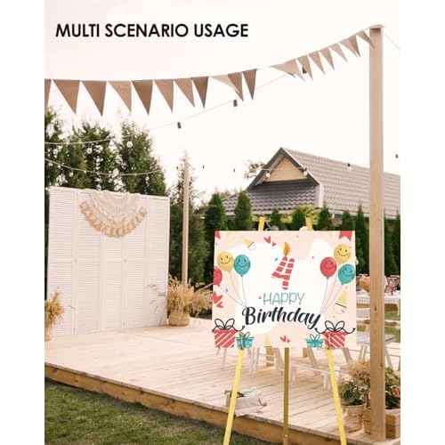 Gold Easel Stand for Wedding Signs with Adjustable Chain, Heavy Duty Metal Display Stand for Art, Welcome Signs, Posters, Pictures, Paintings,Posters & Commercial Display