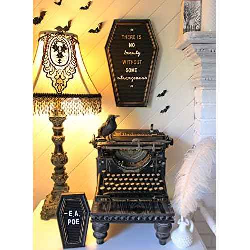 Coffin Letter Board Sign [Large and Mini Combo] - Witchy Decor Aesthetic, Gothic Home Decor Word Board With Letters Changeable Letter Board Sign Goth Room Decor Coffin Pin Board, Emo Room Decor Black