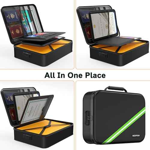 Noiposi Document Organizer with 5200¢µ Heat Insulated,Waterproof and Fireproof Document Box with Lock, Home Travel Strong Fireproof Safe Storage Box for Letter Size Important Documents and File