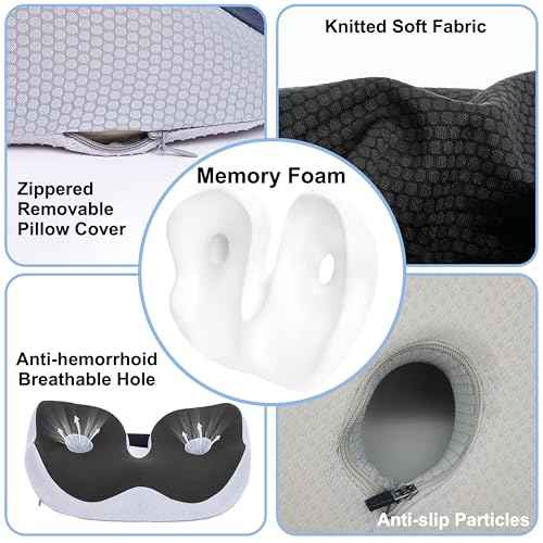 Hemorrhoid Pillows for Sitting, Cushion Lab Travel Pillow for Tailbone Pain, Cloud Cradle Ischial Tuberosity Seat Cushion, Piriformis Syndrome Relief Donut Cushion, Butt Cushion for Long Sitting