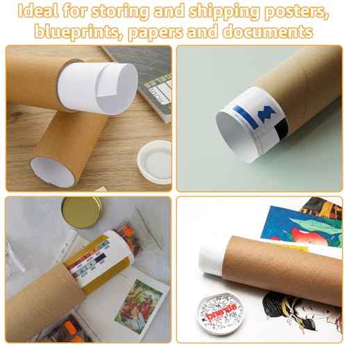 40PCS 2" x 6" Mailing Tubes with Caps, Small Cardboard Shipping Tubes,Kraft Paper Tube Mailers for Shipping, Packing, Art Prints, Maps, Blueprint