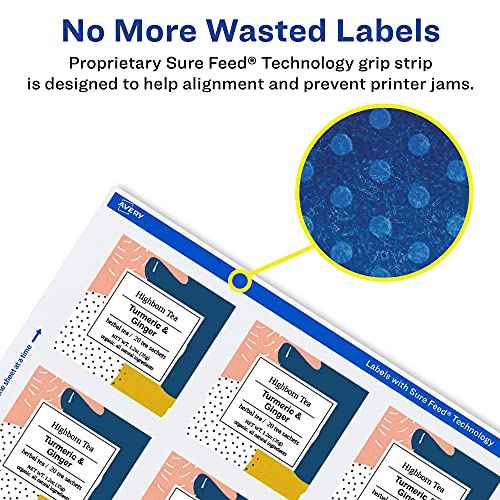 Avery Matte White Square Labels, Sure Feed Technology, 2" x 2", 600 Matte White Printable Labels