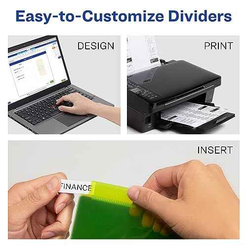 Avery Insertable Plastic Dividers for 3 Ring Binders, 8 Tabs per Set, Big Tabs, Two Pockets, Multicolor Binder Dividers, Works with Sheet Protectors (11903)