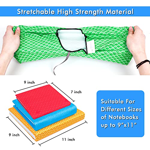 Feela 8 Pack Stretchable Book Covers for Hardcover Textbooks & Notebooks up to 11x9 inches