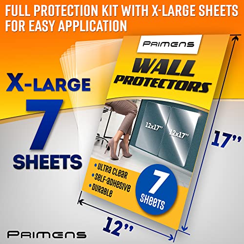 Primens Clear Wall Protector Film – 7 Sheets, Transparent, Oil Splash & Scuff Guard for Kitchens & Offices