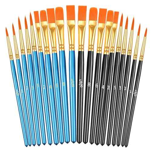 20 Pcs Paint Brushes, Acrylic Painting Brush Set, Watercolor Brushes, Acrylic Brushes for Oil Watercolor, Miniature Detailing, and Rock Painting