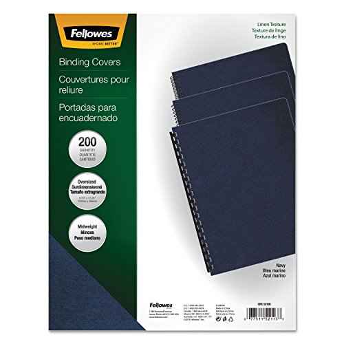 Fellowes Linen Presentation Covers, 11-1/4 Inch x 8-3/4 Inch, Navy, 200 per Pack (52113)
