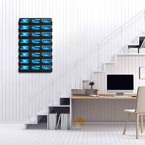 Ireer Business Card Holder for Wall Black Acrylic Business Card Holder Wall Mount Hanging Organizers Acrylic Sticker Display Stand (24 Pockets)