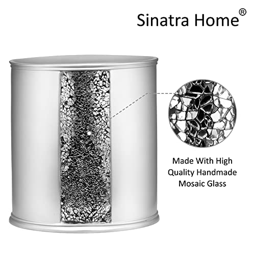 Zahari Home Sinatra Waste Basket Decorative Beautiful Designs Bathroom Bedroom Living Room Decor, Silver
