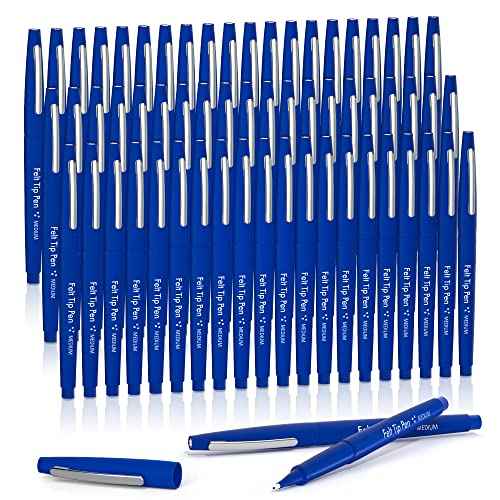 Lelix Felt Tip Pens - 60 Blue Pens, 0.7mm Medium Point, Perfect for Journaling, Writing, Note Taking, Planner, Art, Office & School Supplies