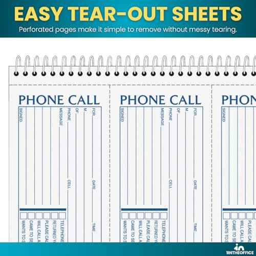 1InTheOffice Phone Message Book 2 Part Carbonless, 5.5" x 11", 2-Part Carbonless, 400-Set/Book - 4 Pack