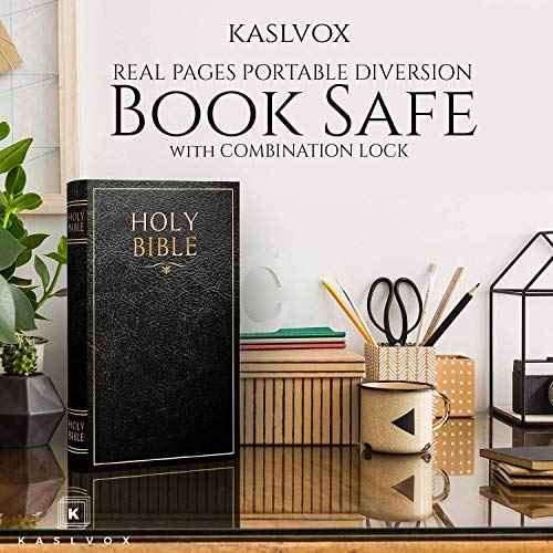 Fake Book Box - Small Safe Box with Combination Lock - Hidden Safe in Plain Sight - Diversion Safes - Secret Safes (Bible) (Large)