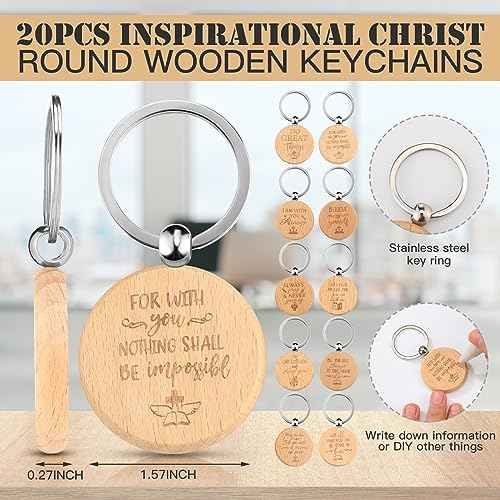 Yeaqee Christian Gifts Retractable Bamboo Pen Bible Verse Inspirational Notebook Keychain Organza Bags for Women Men Gifts(80 Pcs,Christian Style)