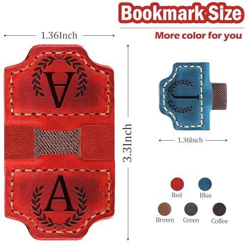 Personalized Bygone Mark Bookmark with Pen Holder, Leather Magnetic Bookmark 26 Letters Name Initial Bookmarks for Readers, Book Lover Gifts for Women Men Notebook Accessories (Brown, A)