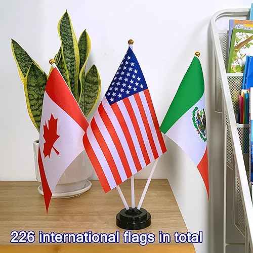 226 Countries International Flags of the World Small Mini Hand Held Flags on Stick,All Countries Flags,8.2 x 5.5 Inch