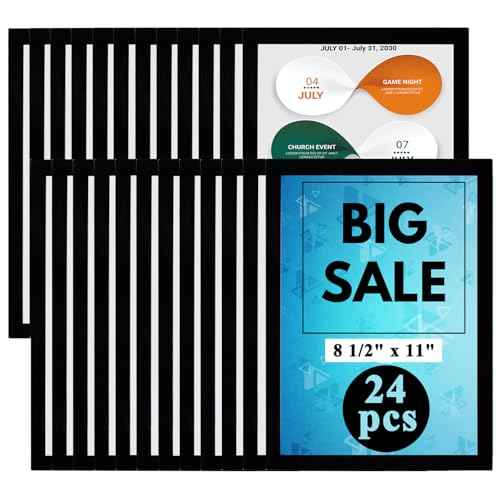 24Pc Mangetic Sign Holder,8.5x 11 Magnetic Display Frame For Document,Plastic Outer Frame wz Magnet Border work on Metal Iron Magnet Surface