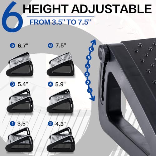ZLMHYYM Black Six-Height Adjustable Foot Rest Under Desk