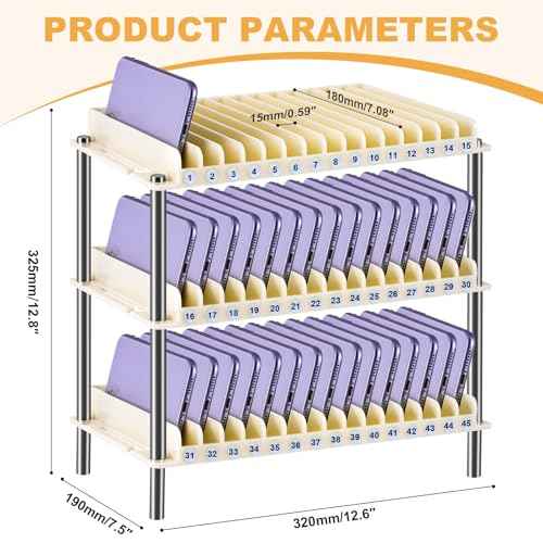 Multifunctional Desk Organizer - Classroom Cell Phone Organizer with 45 Slots for Office, School, Home