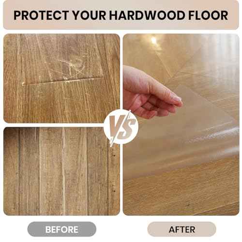 Clear Chair Mat for Hardwood Floor, 48 x 60 Inch Large Office Chair Mat, Plastic Floor Protector, 4'¡¿5' Area Rug for Living Room, Heavy Duty Wood Tile Floor Mats for Home Laundry Dining Area