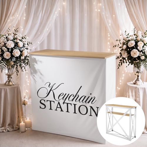 Marsui Folding Photo Booth Keychain Station Table for Events and Weddings