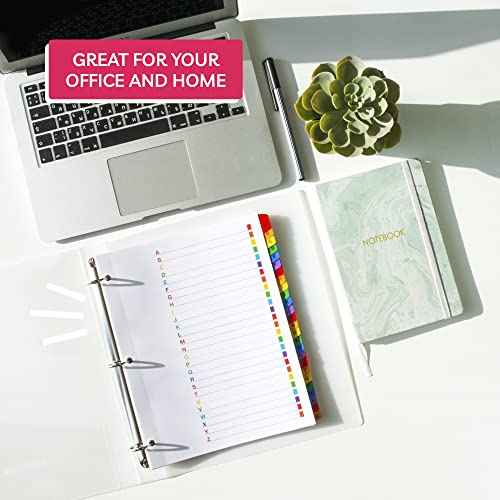 Alphabet Binder Dividers for 3 Ring Binder - (6 Sets of 26), 8.5 x 11 Letter Size, A-Z Dividers - Perfect for Streamlining Your Filing System