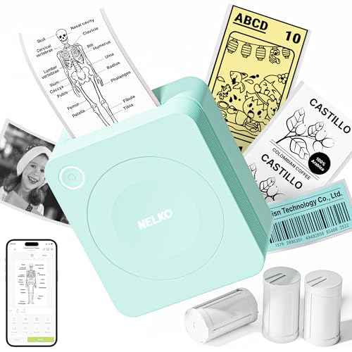 Nelko Sticker Printer, PM230 Print Pod Mini Bluetooth Portabel Sticker Maker with 3 Rolls Paper, Print Pods Mini Printer with Multiple Templates for Phone & Tablet£¬for School Office Home, Green