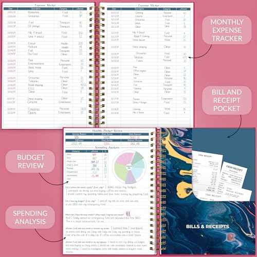 GoGirl Budget Planner & Monthly Bill Organizer ? Monthly Financial Book with Pockets. Expense Tracker Notebook Journal, Large (Hot Pink)