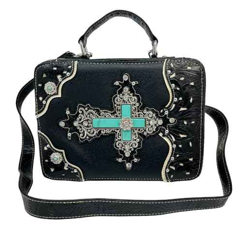 Bible Cover Case for Women - Bible Bag Holder with Strap (Black)