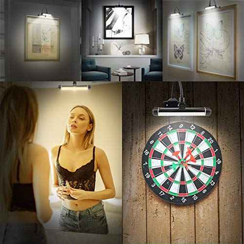 BIGMONAT Cordless Picture Light, Rechargeable Display Lamp, Clip on Painging Frame, Led Art Light with Timer, Dimmable Painting Light 3 Lighting Modes for Dart Board