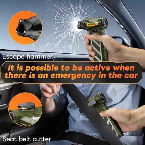 XAP Multi-Purpose Electric Compressed Air Duster & Mini Vacuum - 130,000 RPM Cordless Air Blower with Seatbelt Cutter & Window Breaker, 8000mAh Rechargeable Violent Turbo Fan, Ideal for Office/PC/Car