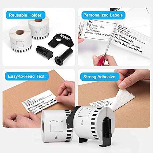 MarkDomain DK-22205 (2.4" X 100 Ft.) Continuous Length Label Paper Roll, Compatible Brother DK 2205 (62mm x 30.4m) Use with Brother QL-550 QL570 QL-800 QL 820NWB Label Printer, 10 Rolls