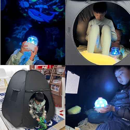 Sensory Tent for Kids & Adults with Autism ADHD SPD - CPC Certification Large Size 39x34in Black Out Calm Corner Helps Children Relax Reduce Anxiety - Pop-up Autistic Sensory Room Play Tent