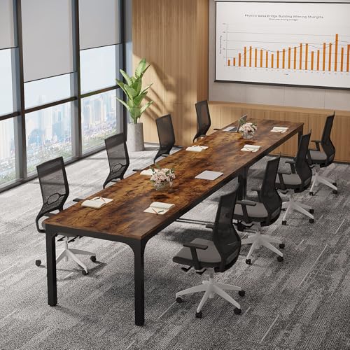 Tribesigns 6.5 FT Conference Table - Rustic Brown, 78.74" W x 27.56" D, Modern Office Meeting Desk for Boardroom & Seminar, 1