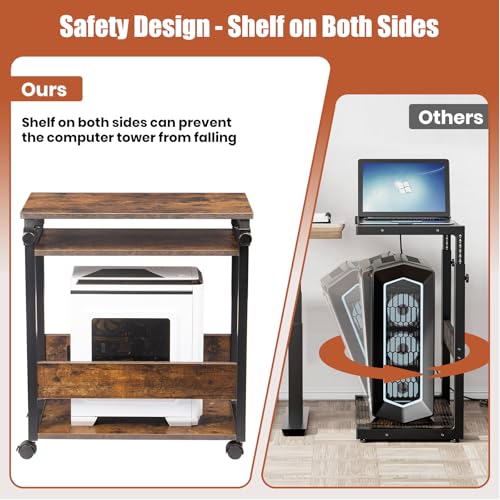 TooCust Height Adjustable Computer Tower Stand – 24x12 Top, 23-38" H