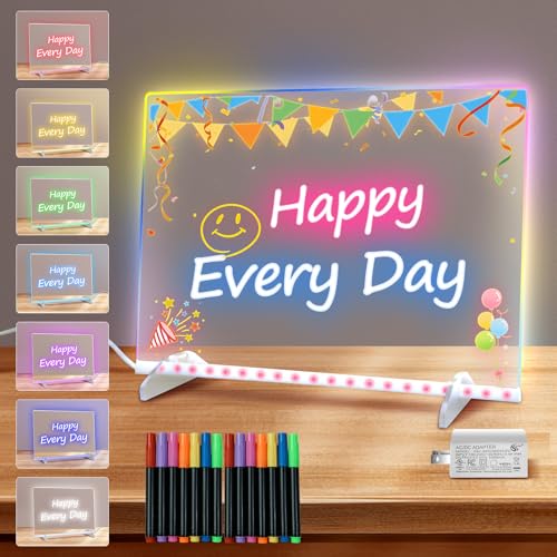 Kids LED Drawing Board with 13 Lighting Effects, 13.7x10 Inch Neon Art Toy