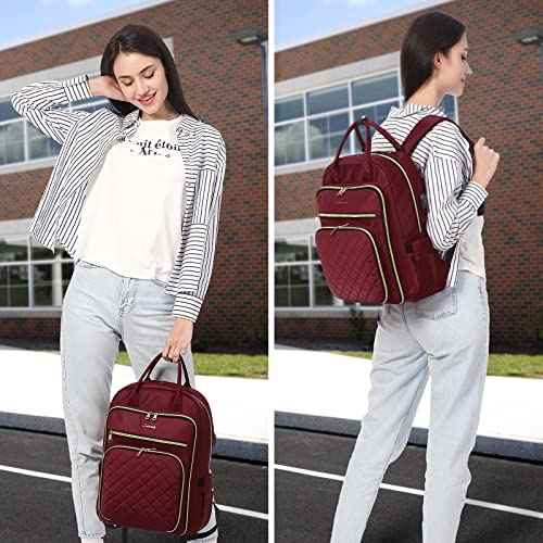 LOVEVOOK Laptop Backpack for Women, Water Resistant Travel Work Backpacks Purse Stylish Business Teacher Nurse Computer Bag with USB Charging Port, Fits 15.6" Laptop