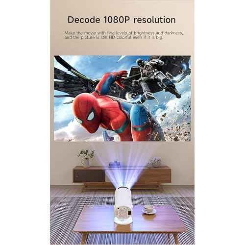 Mini Projector, 4K Decoding, 1080P Resolution, Compatible with Smartphones, Laptops, Tablets and Home Theater Devices, Equipped with Bluetooth 5.0 and Wi-Fi 6, Runs on Android 11.0 System