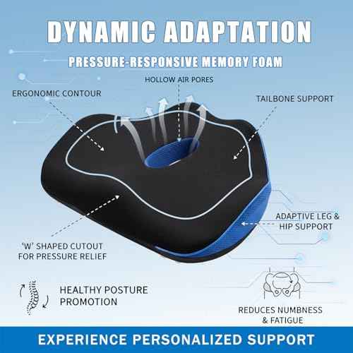 Orthopedic Seat Cushion, Ergonomic Memory Foam Cushions, Cushions Pad Pillow for Office, Car Seat, Airplane, Sciatica & Back Pain Relief for Long Sitting
