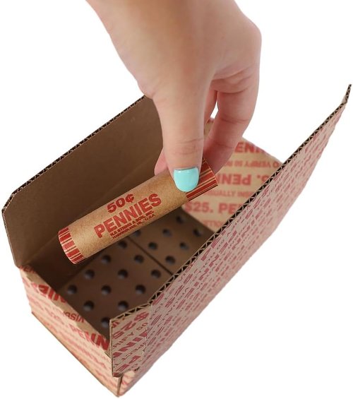 Rolled Penny Transport Box - 25 Capacity for Easy Coin Storage | Box of 50