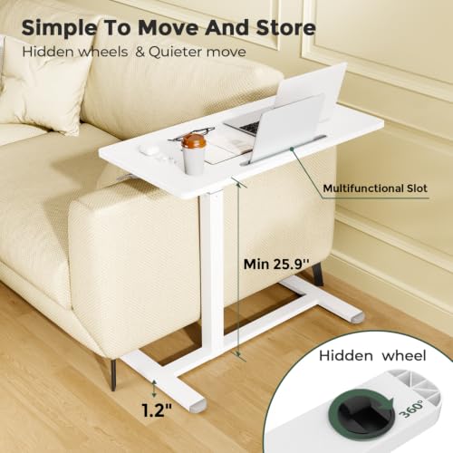 Gibbon Mounts 32-Inch White Mobile Standing Desk with Height Adjustment and Casters