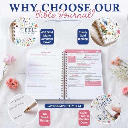 Wildflower Bible Study Journal for Women 66 Pages Spiral Notebook - Christian Devotional